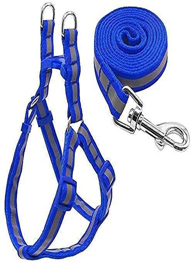 Pups&Pets Adjustable Soft Nylon Reflective Strip Dog Harness & Leash Set for Puppies - 15mm (Color May Vary). - Image 1